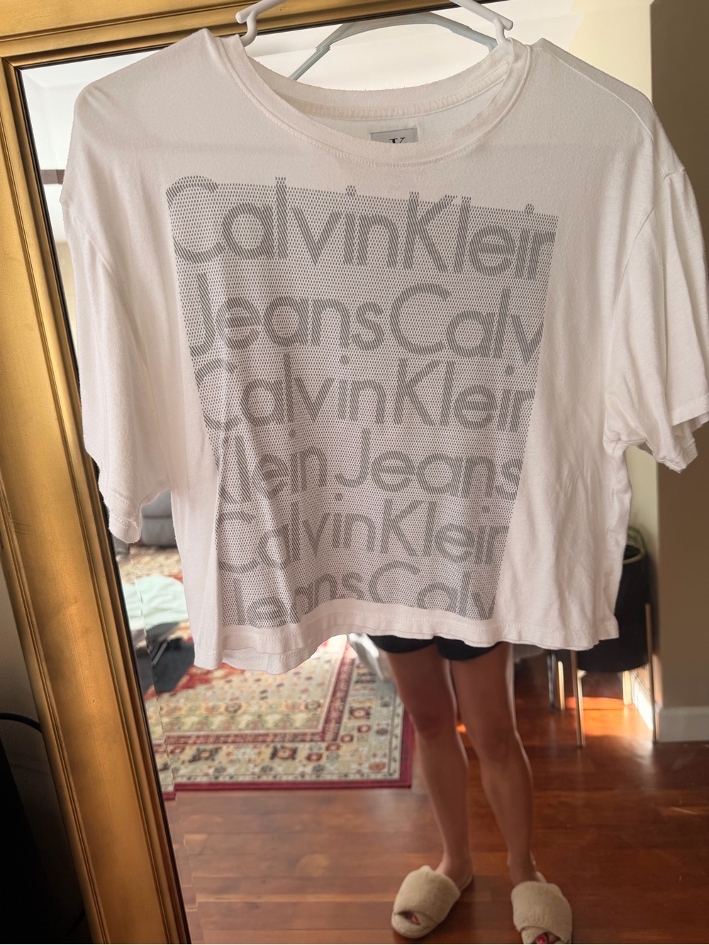 Calvin Klein White Logo Cropped T-Shirt
